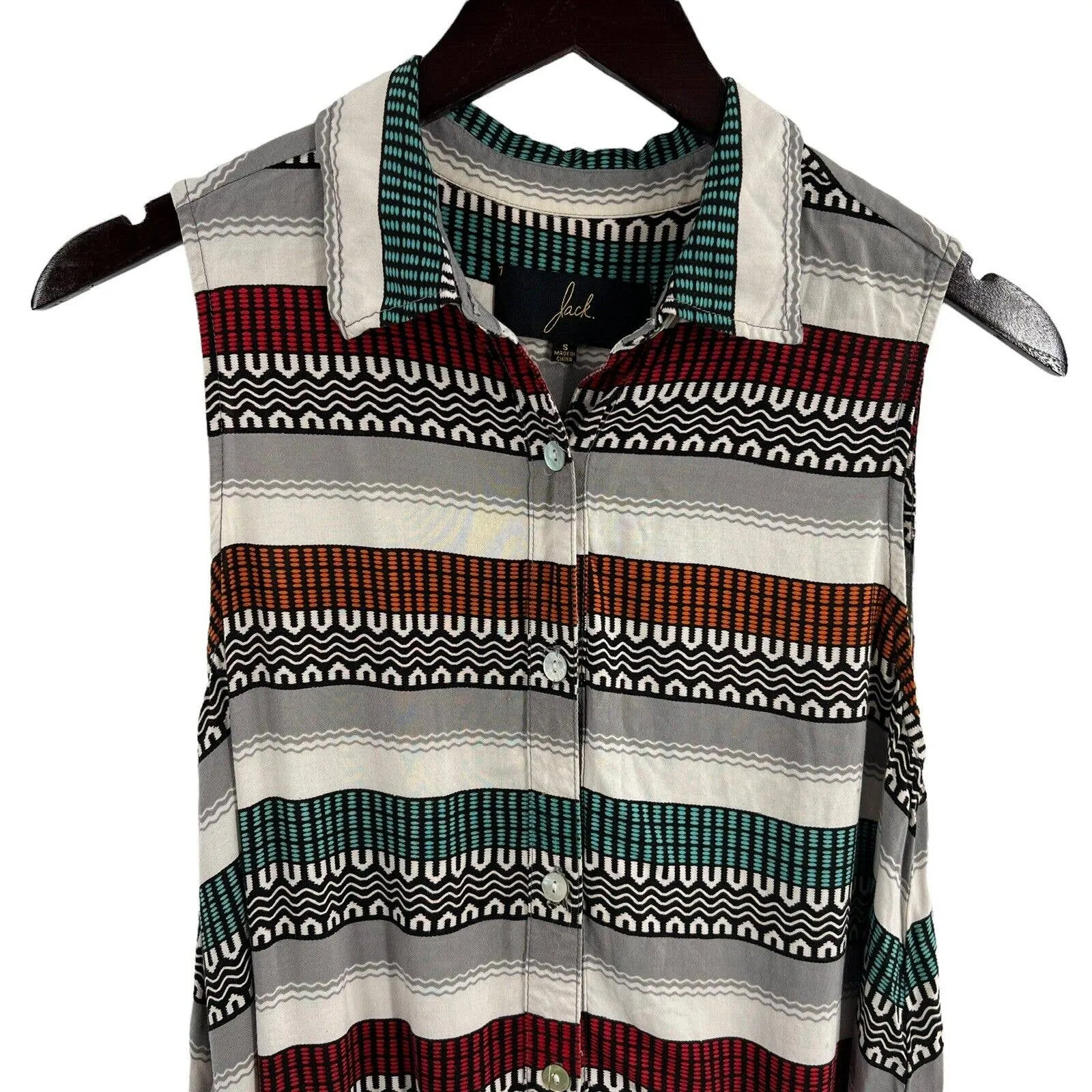 JACK  Sleeveless Shirt‎ Dress Patterned Size Small - Image 2