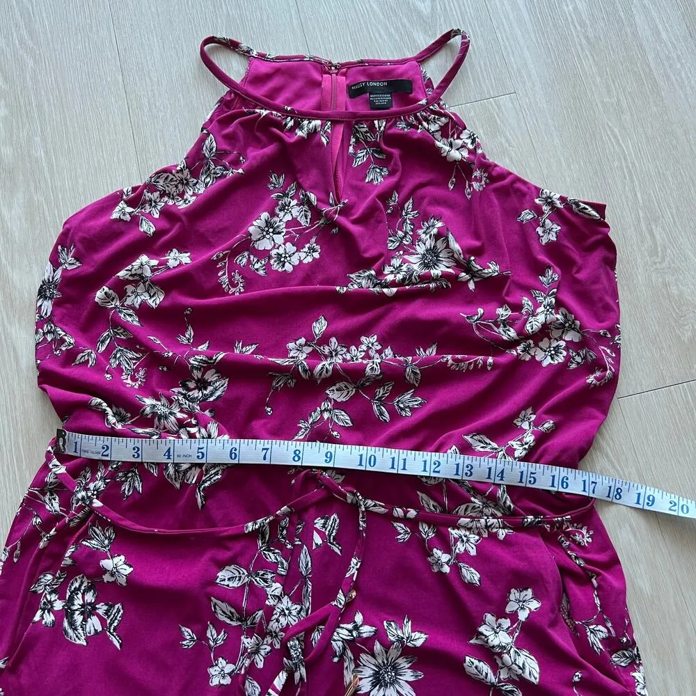 Maggy London Cropped Wide Leg Jumpsuit Size US 12 Floral Sleeveless - Image 7