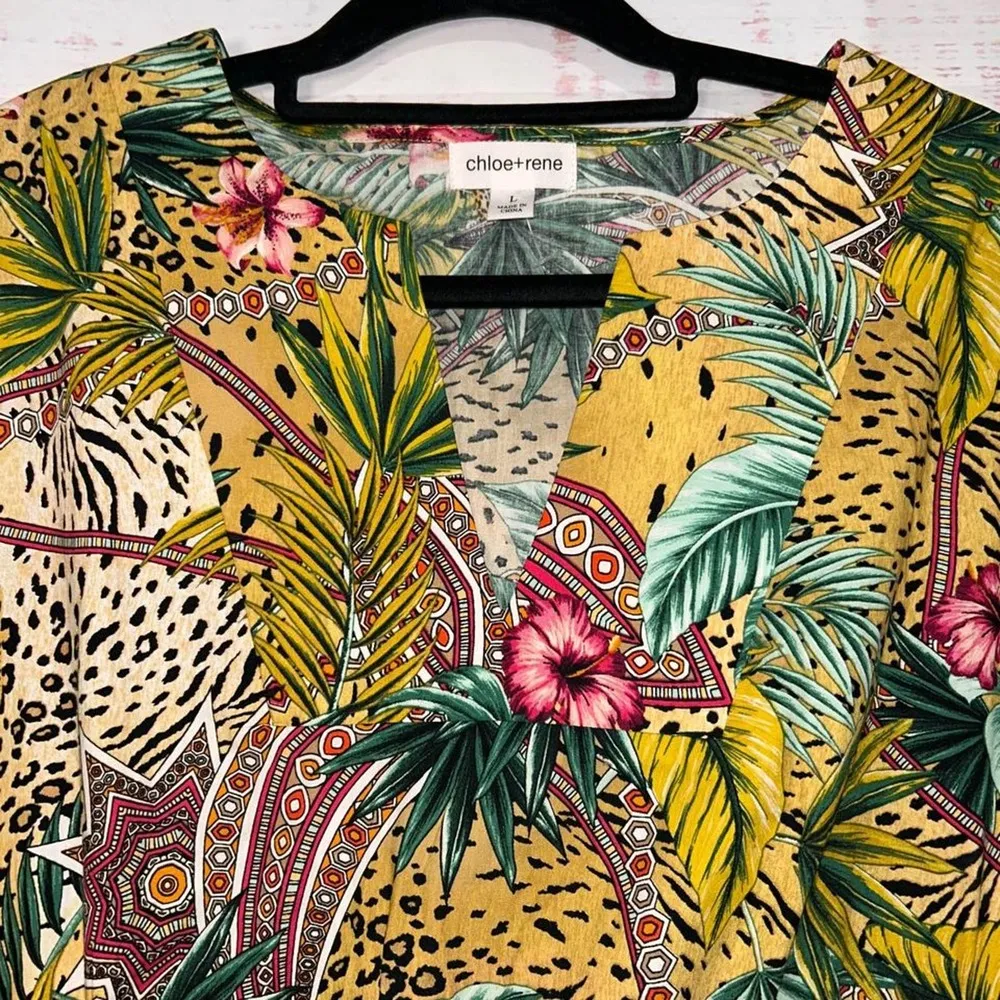 Chloe & Rena Leopard Safari Print Dress | Women’s Large - Image 3