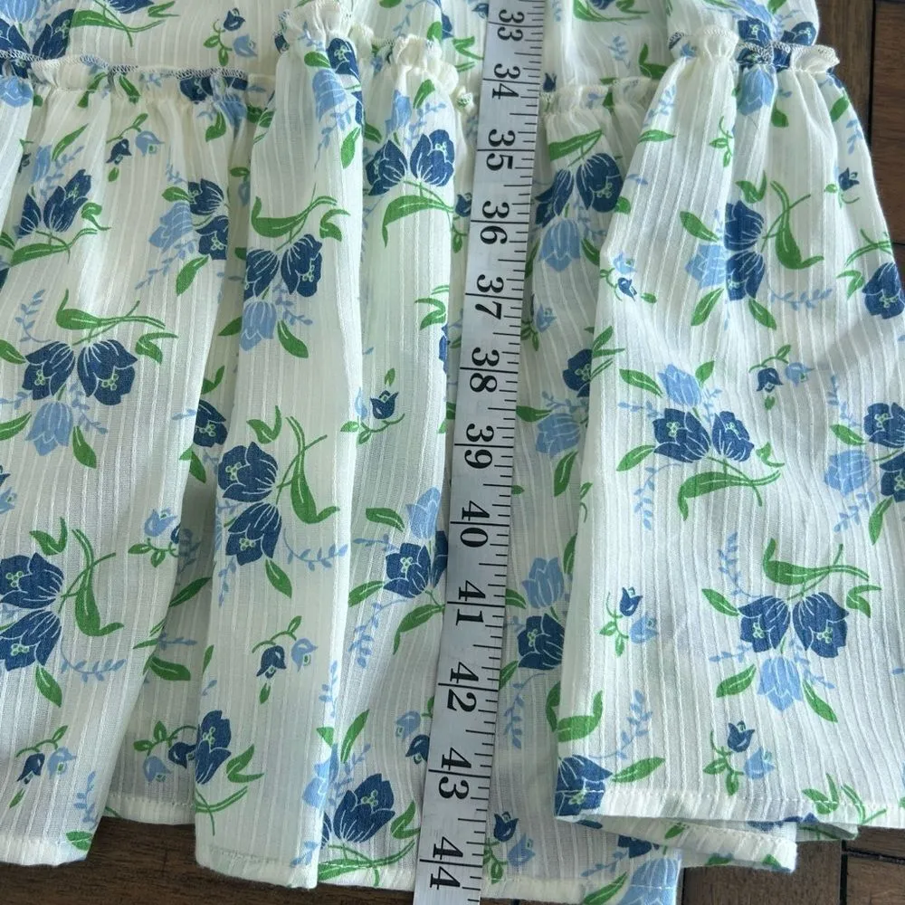 Sweet Baby Jamie Ivory Floral Print Tiered 3/4 Sleeve Midi Dress Size XS White - Image 6