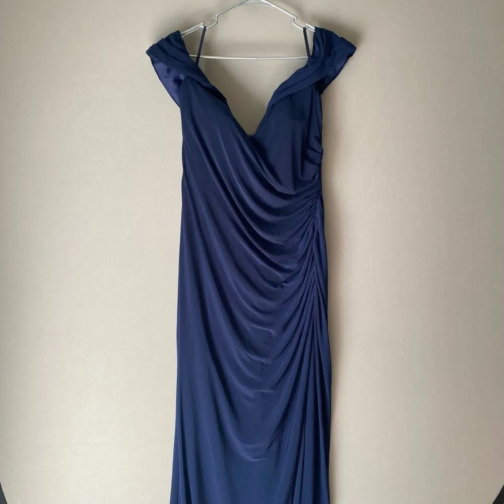 La Femme sz 16‎ navy blue off shoulder gown NWT - Image 11