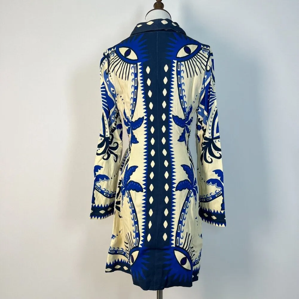 NWOT Farm Rio Anthropologie Long-Sleeve Blazer Dress Blue Size XS - Image 11