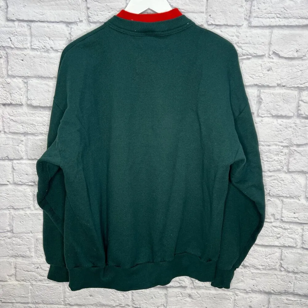 Vintage Jerzees Morning Sun 90s Cardinal Sweatshirt Size XL Green Graphic - Image 6