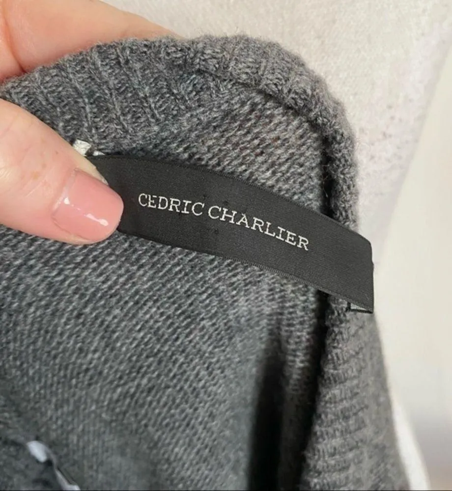 Cedric Charlier • Paris Designer Sequin Black Grey Wool Sweater Size 14 - Image 8