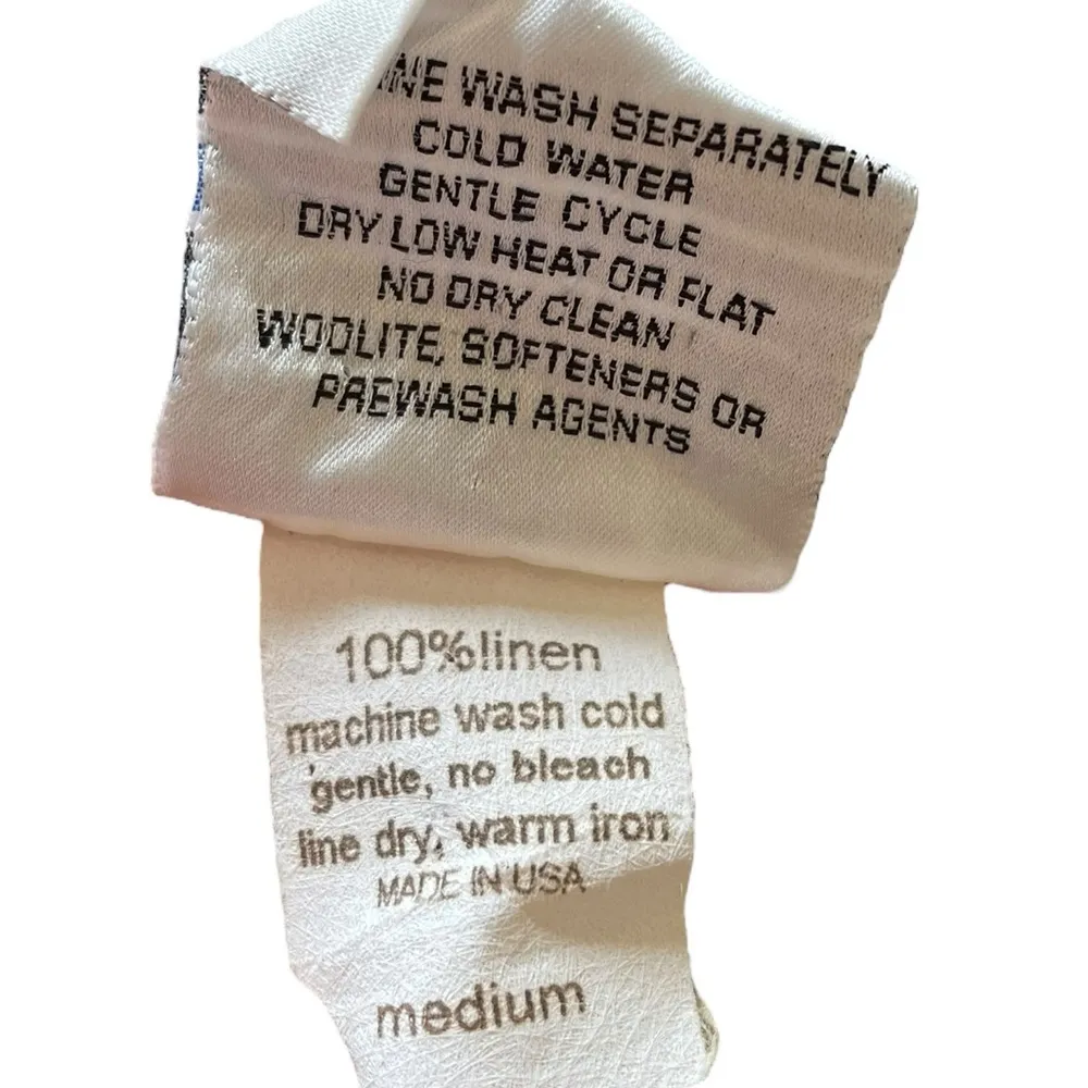 Blue Eyed Bear Yellow Linen Hand Blocked Preppy Tropical Boating Button Dress Size M - Image 10