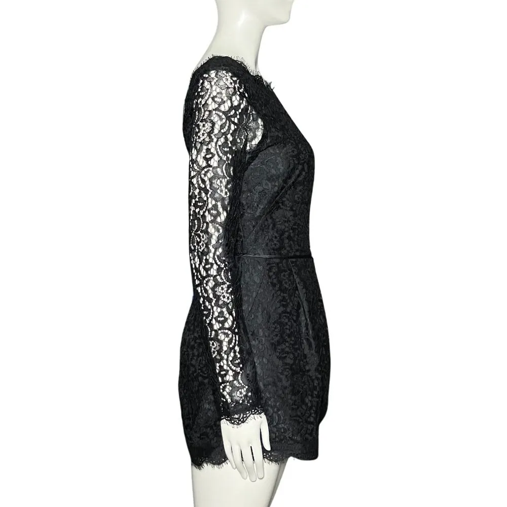 NWT Anthropologie Black Lace Long Sleeve Romper Whimsigoth Coquette XS Size 2 - Image 5