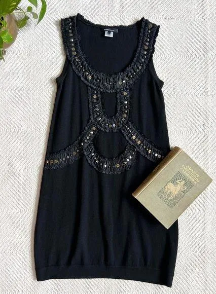 nanette lepore dress black Nanette Lepore Size 4 Black Silk Polka Dot Dress  FABULUX