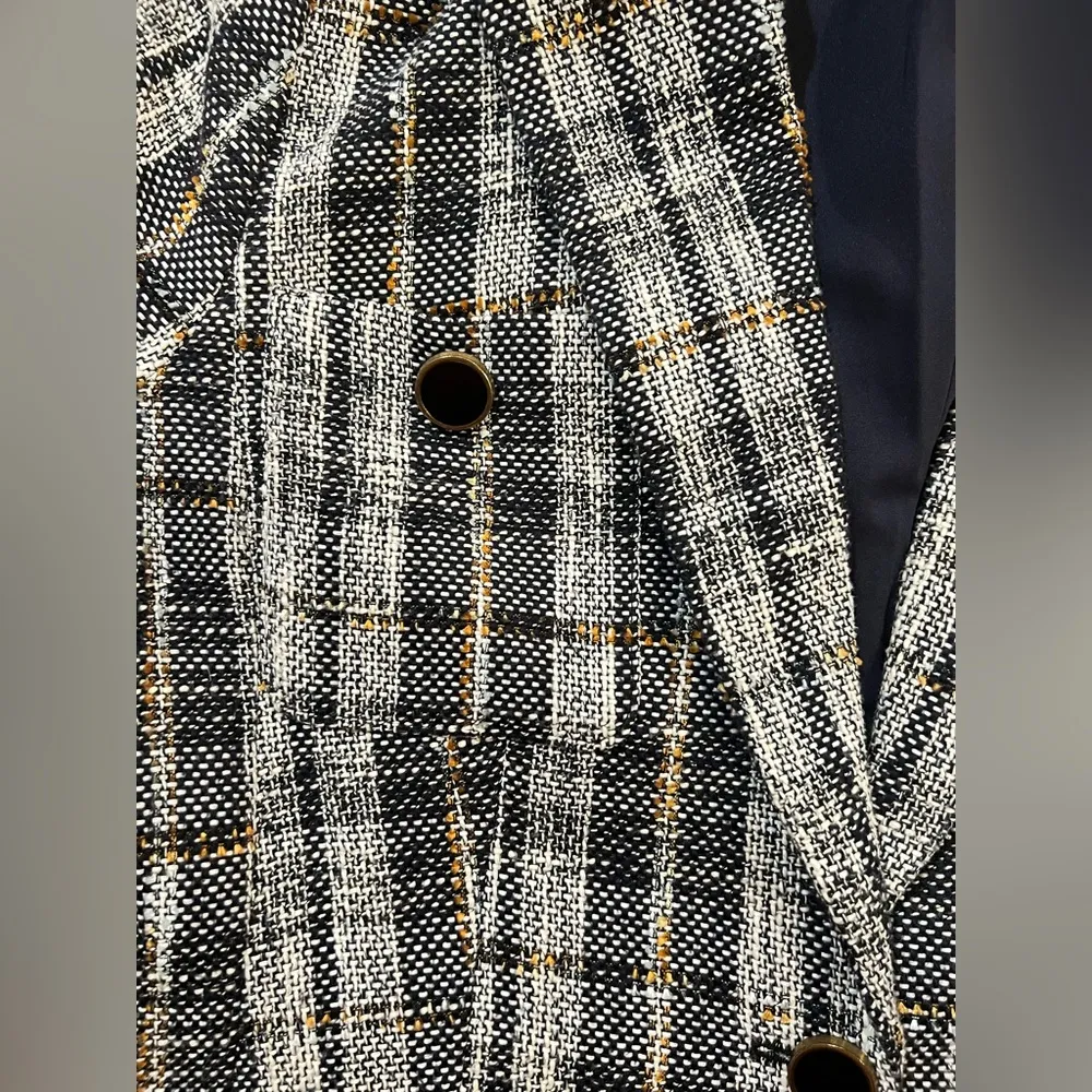 HALOGEN NAVY- BLACK LIBBIE TWEED BLAZER Size Medium EUC - Image 9