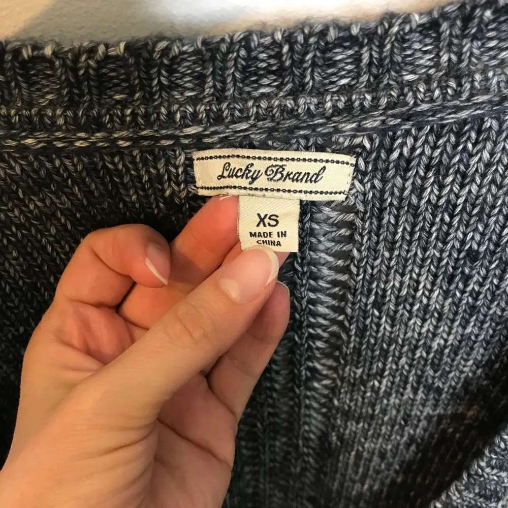Lucky Brand Open Front Grey Cardigan Sweater XS knit gray warm cozy - Image 3