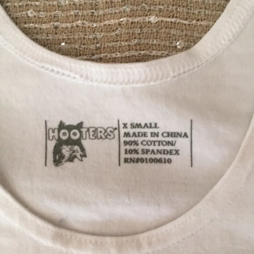 Hooters Girl Worn Tank from Port Huron Michigan Stretchy Soft White Size XSmall - Image 3