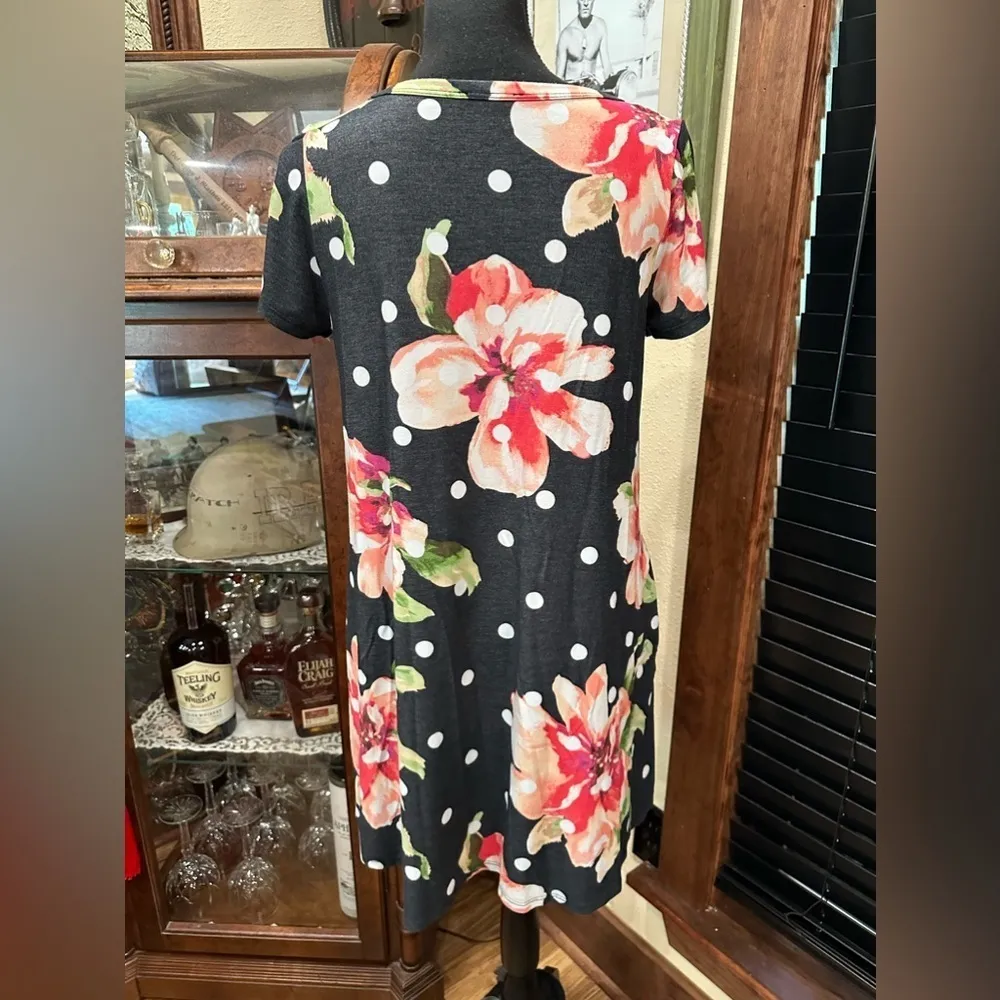 P.S. Kate A Line Rose Mini Dress Short Sleeve Size Medium Red - Image 2