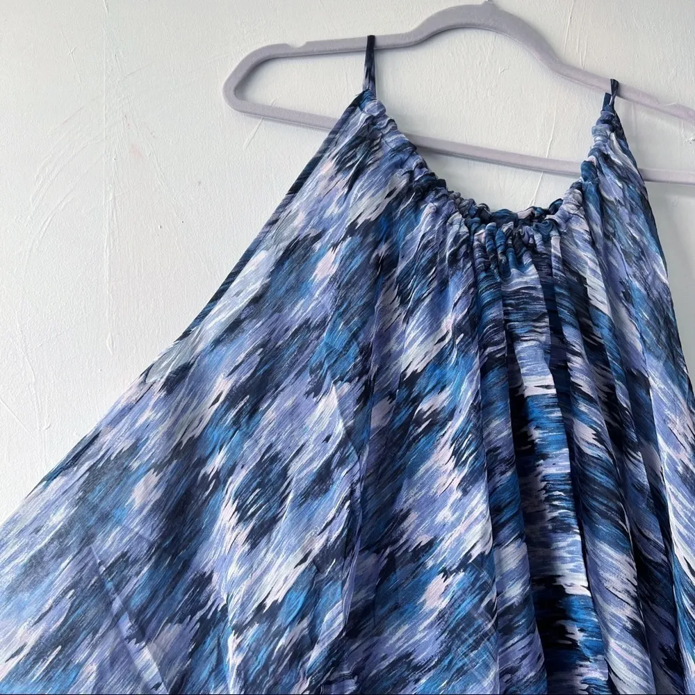 Planet Blue swim Cover Up flowy dress ONE SIZE Cold Shoulder blue purple - Image 3