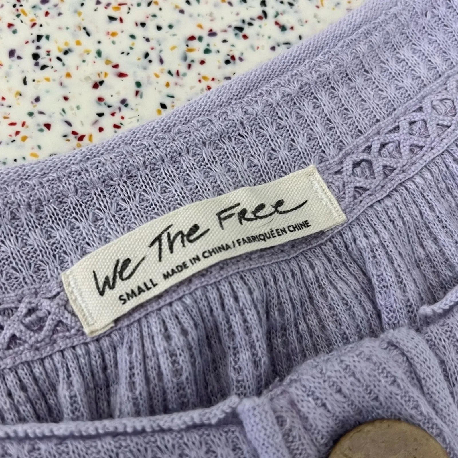 We The Free Must Have Henley Thermal Top Waffle Knit Purple Women's Size Small - Image 5