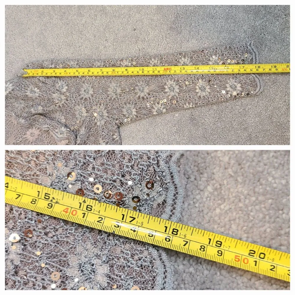 Alex Evenings Lace Sequin Sheath Dress and Jacket Size 8Petite Gold Formal Event - Image 14