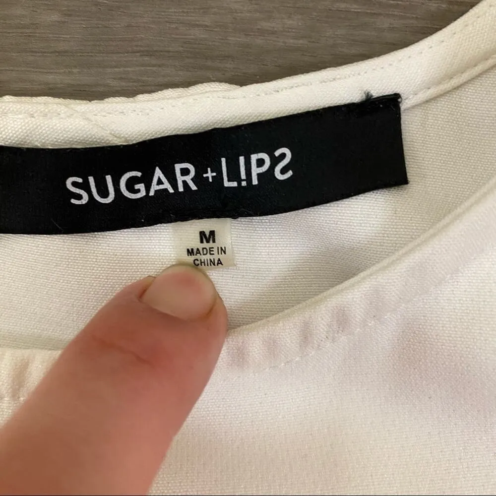 Sugar + Lips Lace Panel Cropped Top White M - Image 9