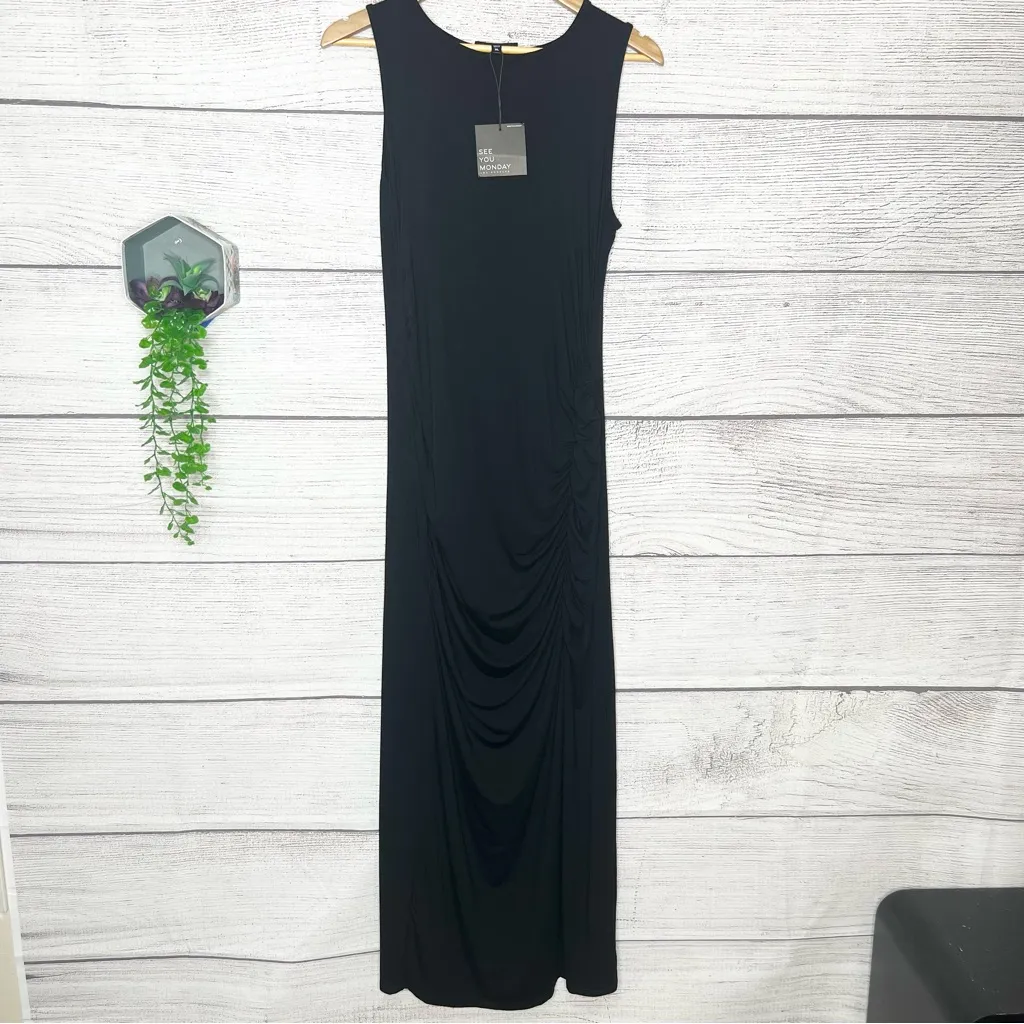 NWT See You Monday Black Sleeveless Ruched Maxi Dress Size XL - Image 10