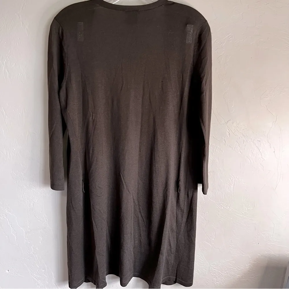 Ann Taylor Chocolate‎ Brown Long Line Lightweight Silk Cashmere Nylon Cardigan - Image 8