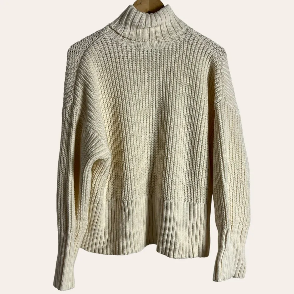 Madewell Wide Rib Turtleneck Pullover Sweater in Antique Cream Size Medium - Image 10