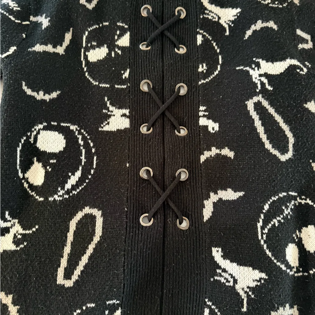 Nightmare before Christmas Back Lacing Cardigan Sweater Jack Skellington S/M - Image 8