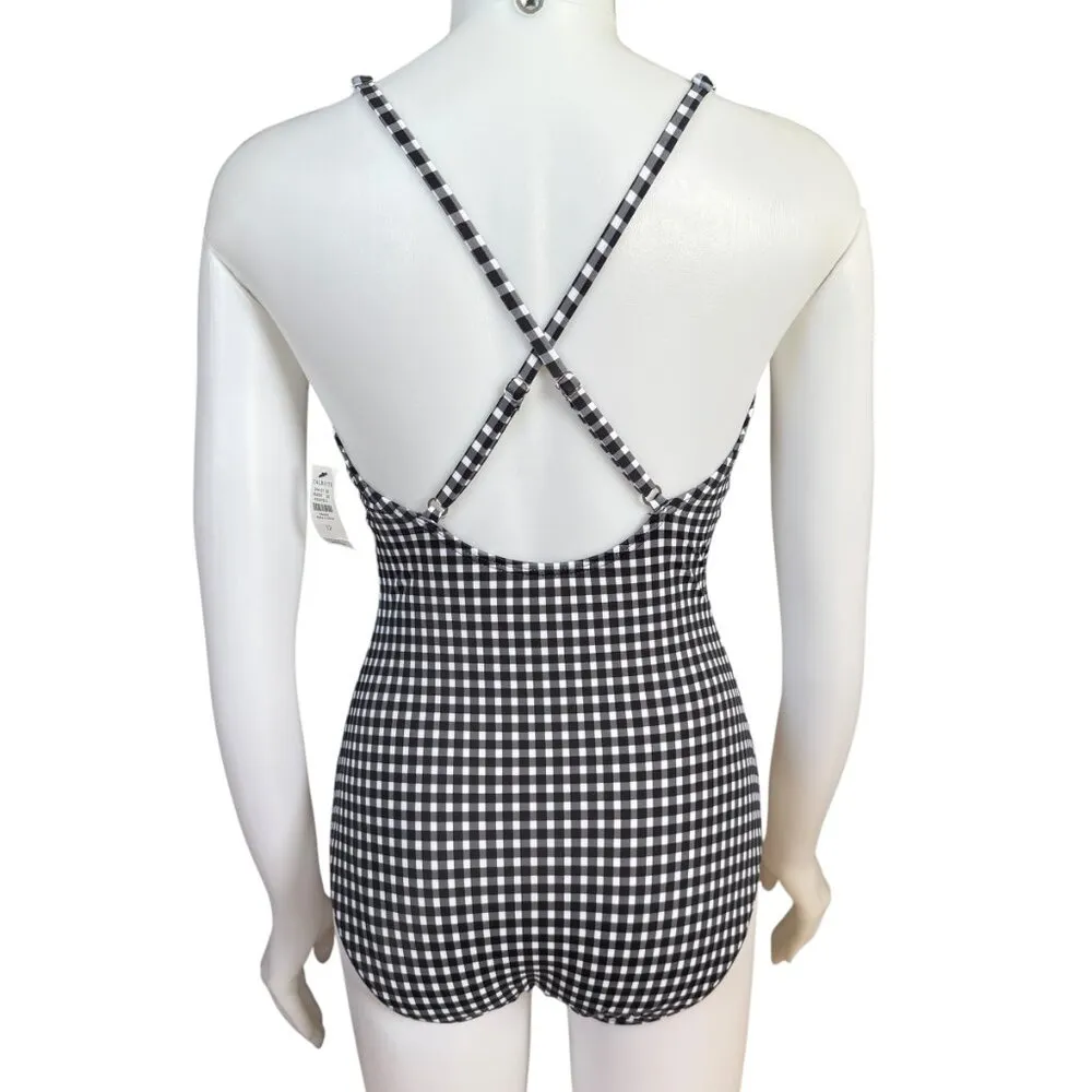 Talbots Miraclesuit black white checkered lightly padded one piece swimsuit 12 - Image 4