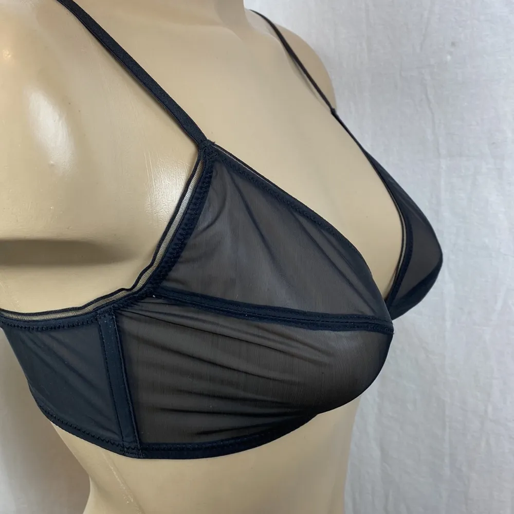 Savage X Fenty Black Unlined Wire Free Sheer Bralette Bra M - Image 3
