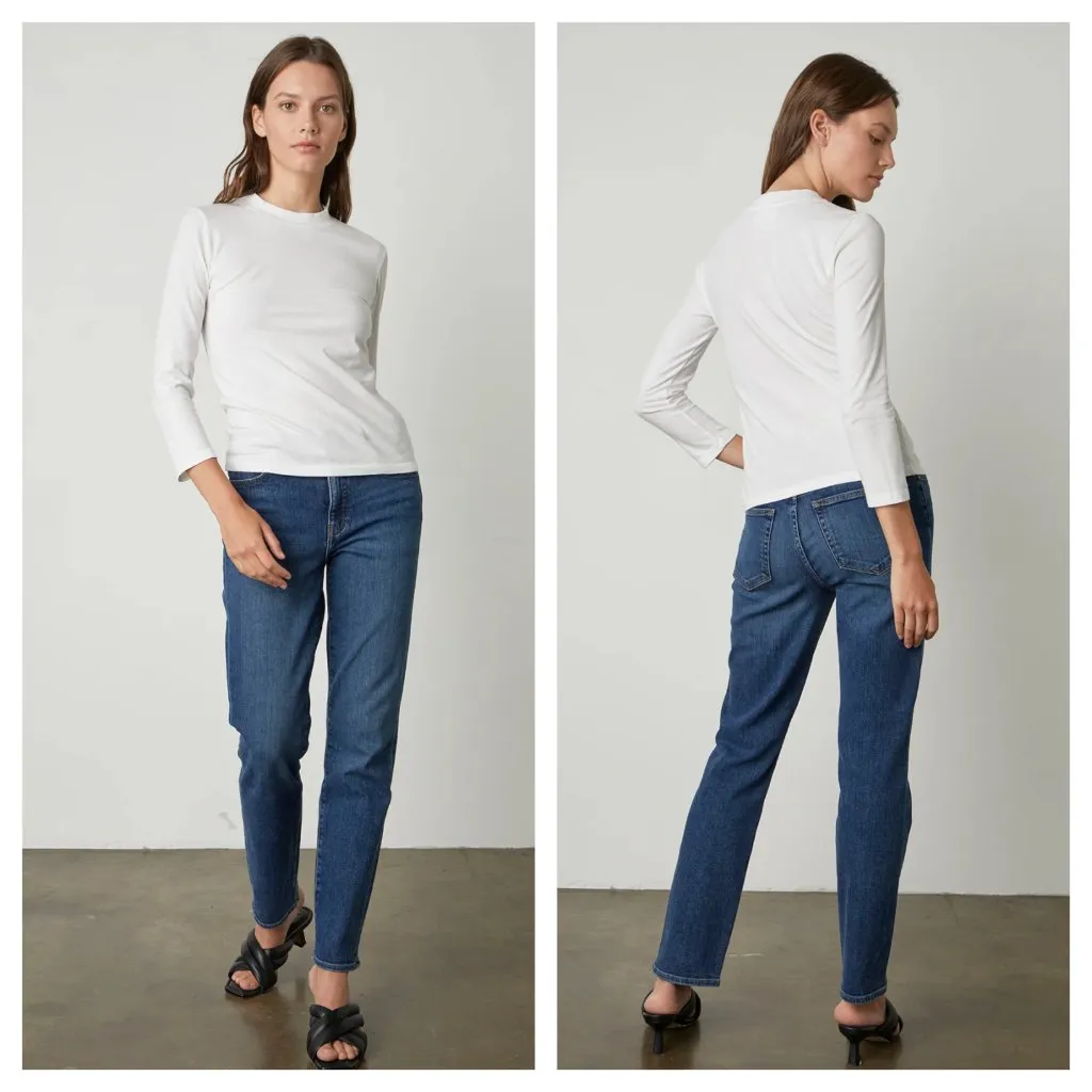 Velvet Graham & Spencer Victoria High Rise Straight Leg Jeans in Anchor Wash 25 Blue - Image 2