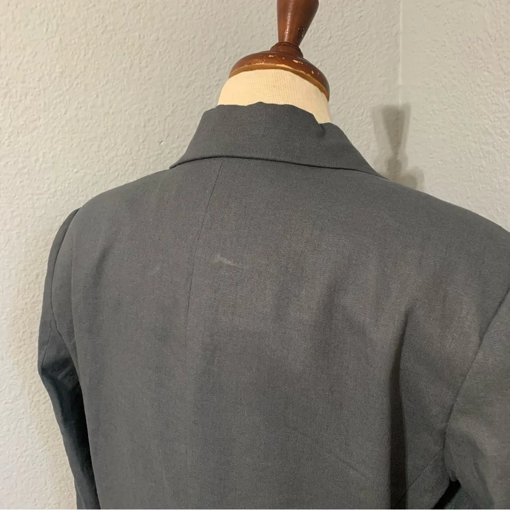 ZARA New Gray Linen Blend Belted Lapel Collar Long Sleeves Blazer Size S 2753129 - Image 15