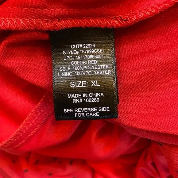 Trixxi Girl Red Black Sheer Dot‎ Party Dress Goth Red Devil Vamp - Juniors XL - Image 9