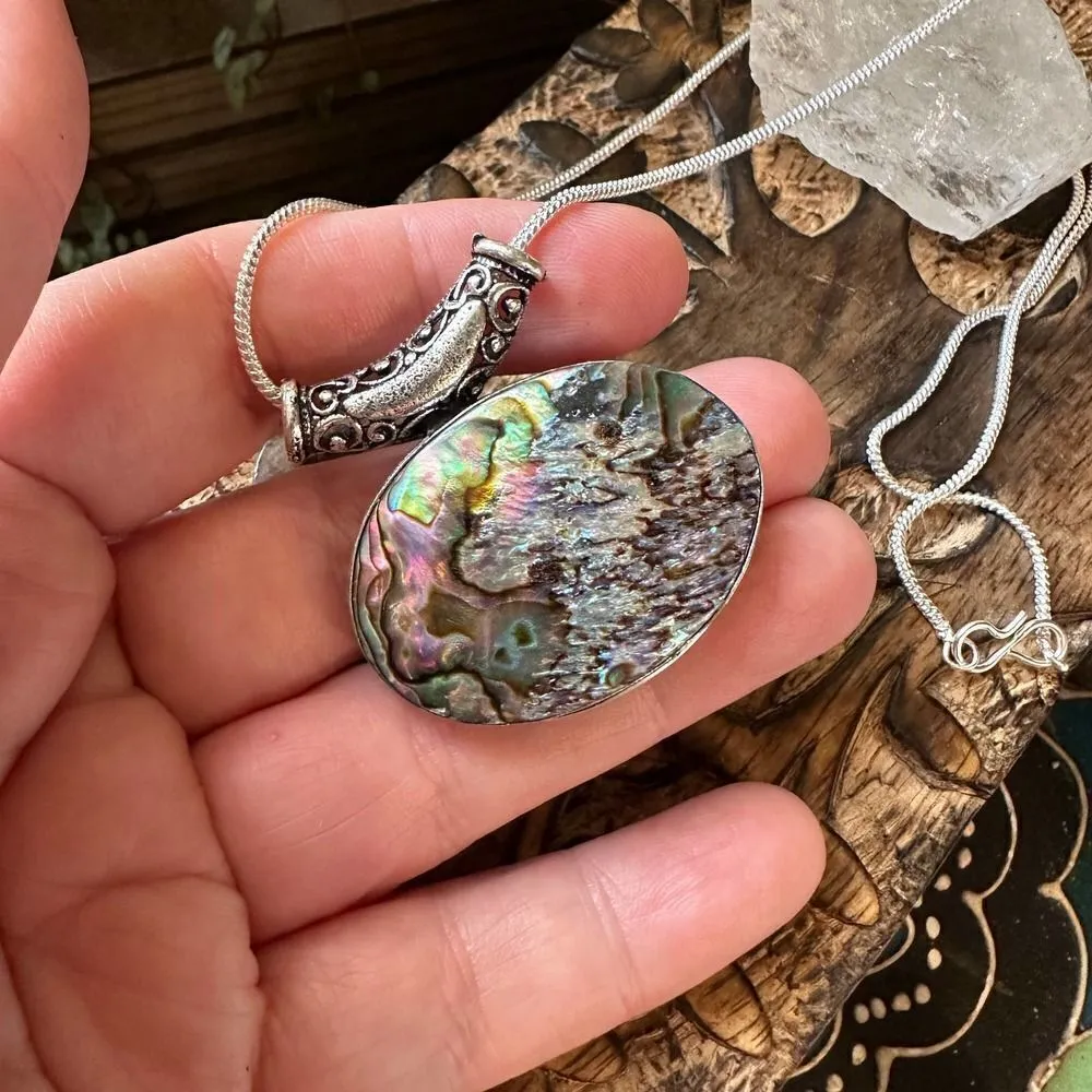 Mermaid Abalone Necklace Boho Green - Image 2