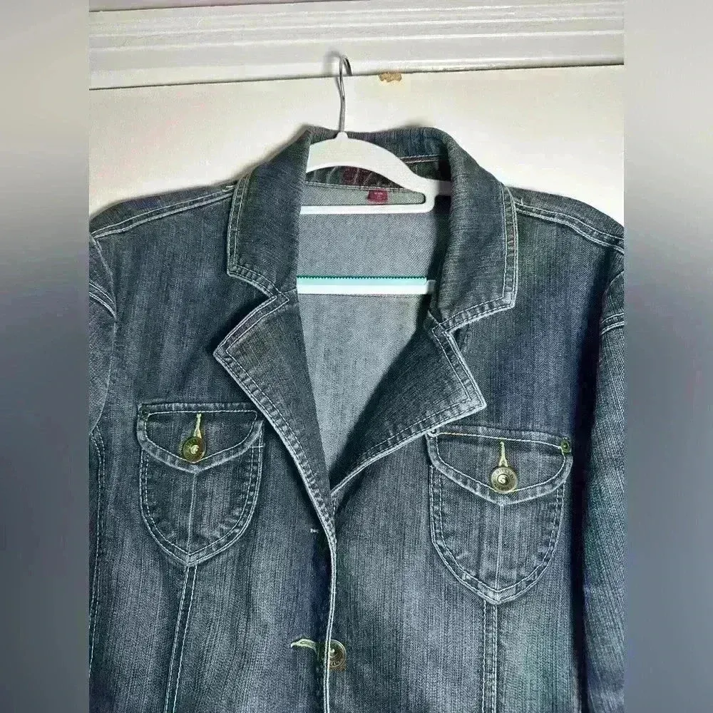 VTG Gitano Women’s 90’s Jean Jacket Blazer. Size: XL. Double pockets Blue - Image 4