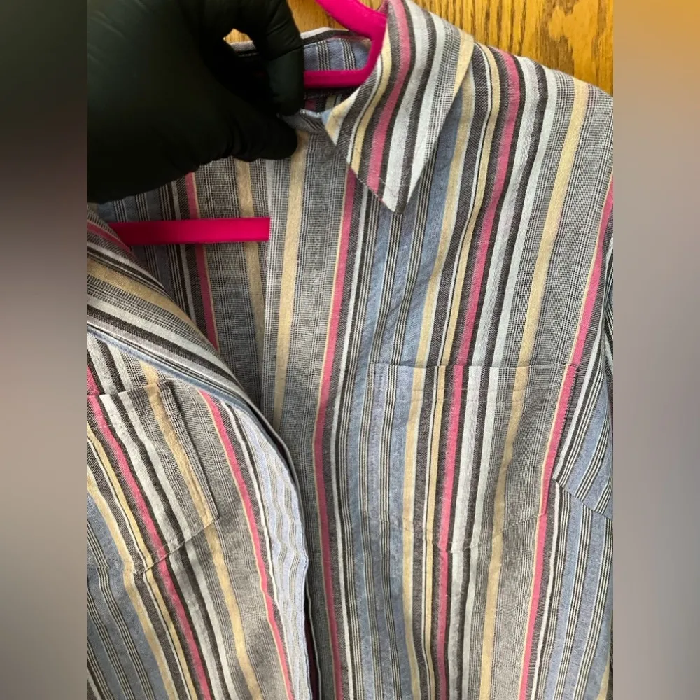 Liverpool Rainbow Multicolor Striped Button Up Long Sleeve Shirt Pockets Small - Image 9