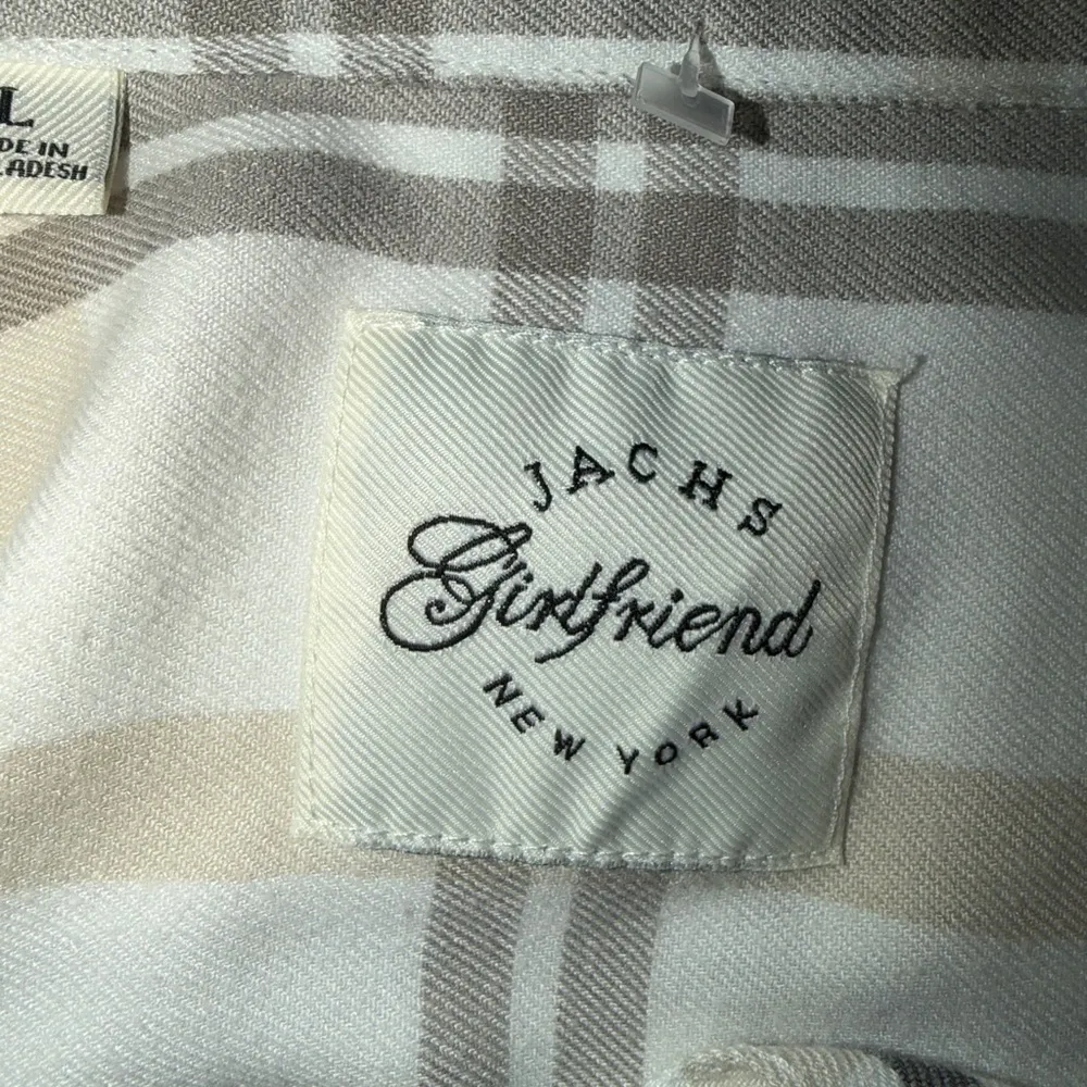 JACHS Girlfriend White Brown and Tan Plaid Shirt With Pockets! NWOT - Image 3