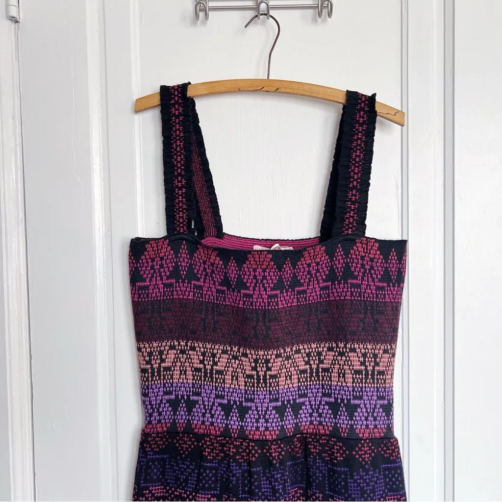 Cecilia Prado • Anthropologie Peregrine Abstract Midi Dress tiered black purple - Image 3