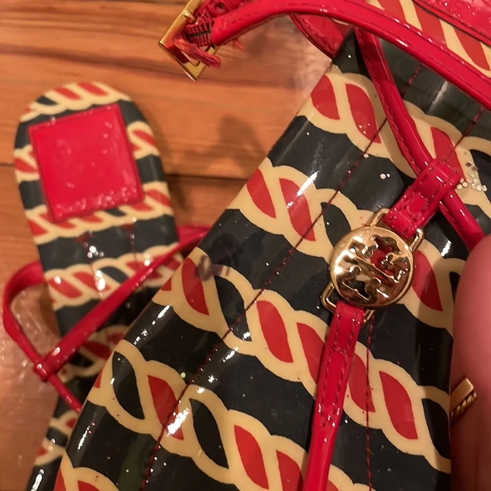 Tory Burch Patent Leather Emmy Sandals Nautical - Image 4