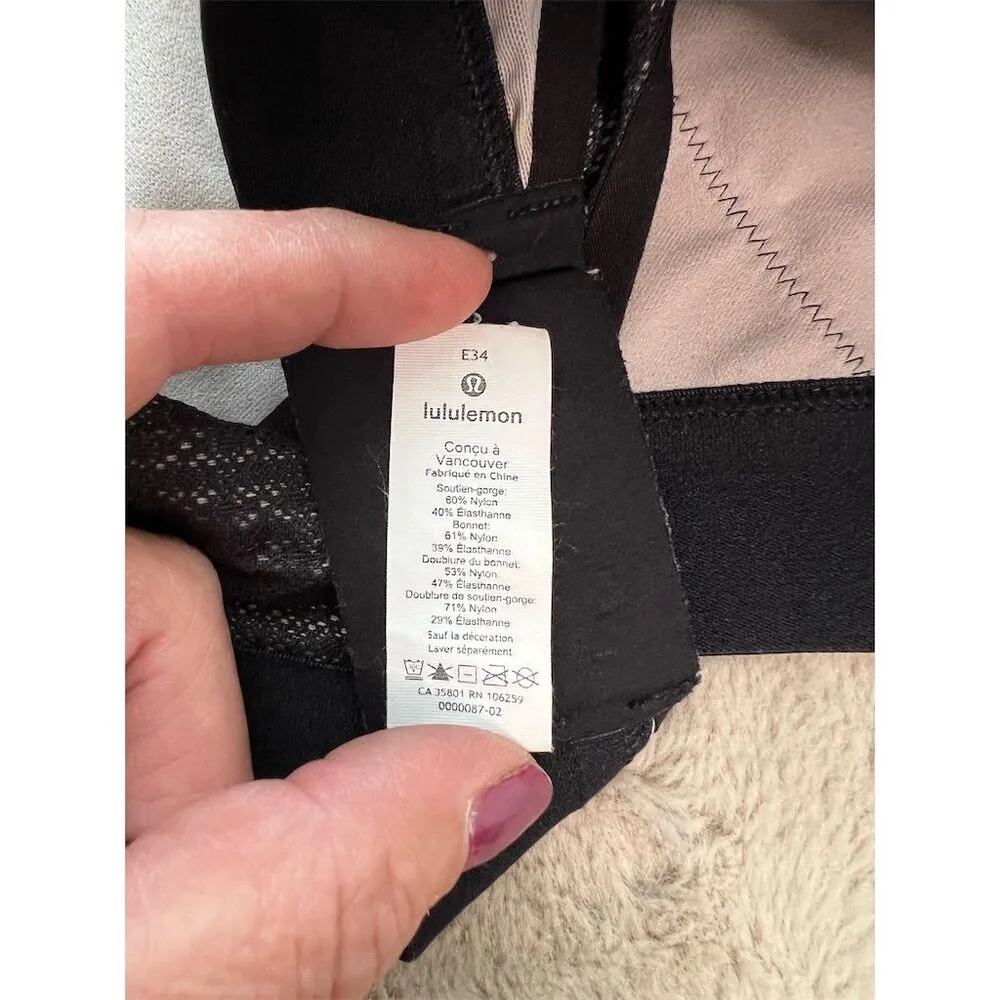 Lululemon Awake To Lace Sports Bra Black 34E Medium Support Wireless Size undefined - Image 6