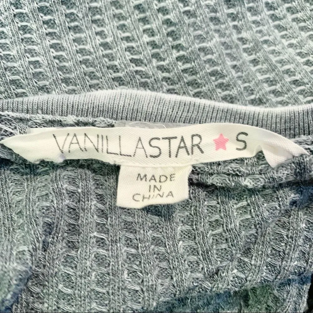 WOMEN’S 𝅺VANILLA Star teal twist front waffle knit top - Image 6