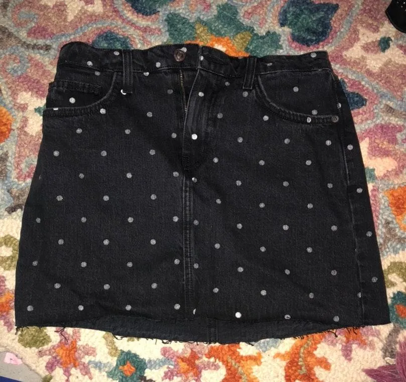 Polka Dot Denim Skirt - Image 5