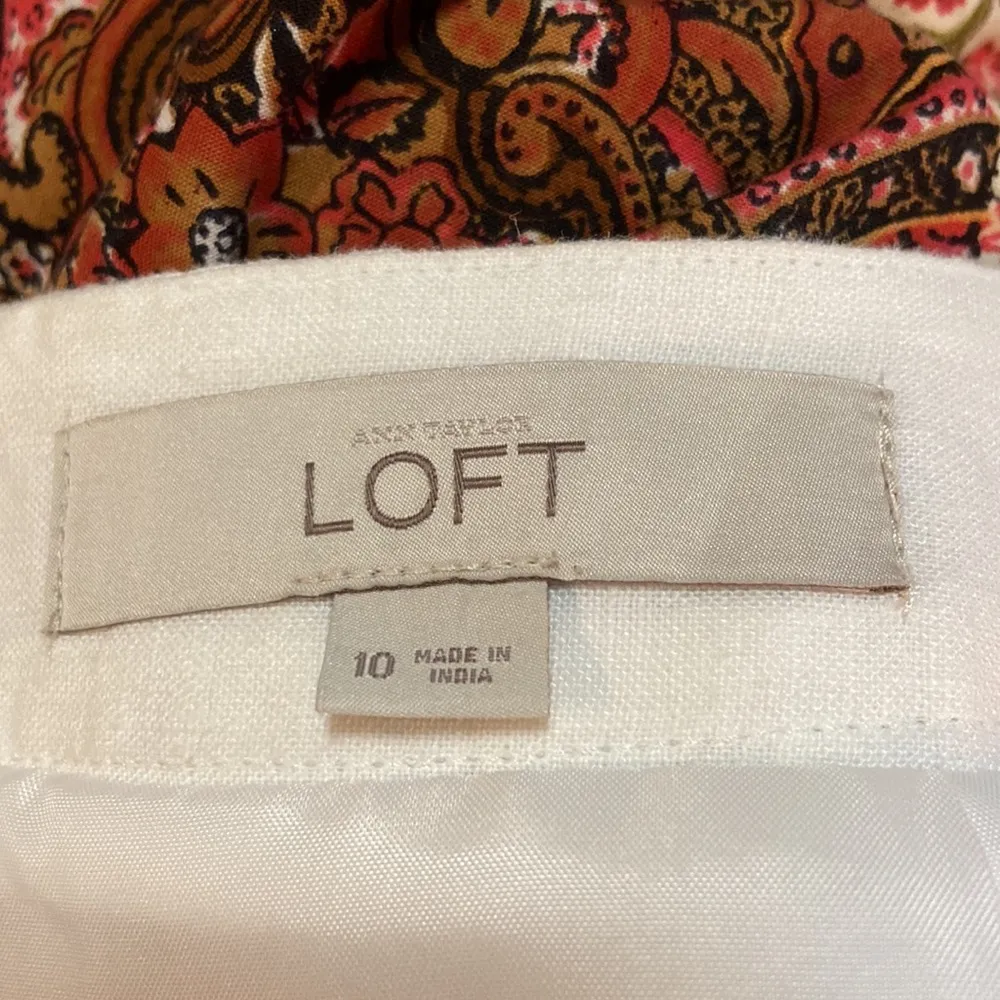 Ann Taylor Loft Linen Skirt lace details sz 10 - Image 2