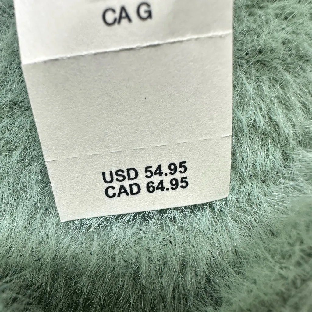 Aerie Sprout Green Fuzzy Cropped Button Up Cardigan Women's Large New With Tags - Image 5