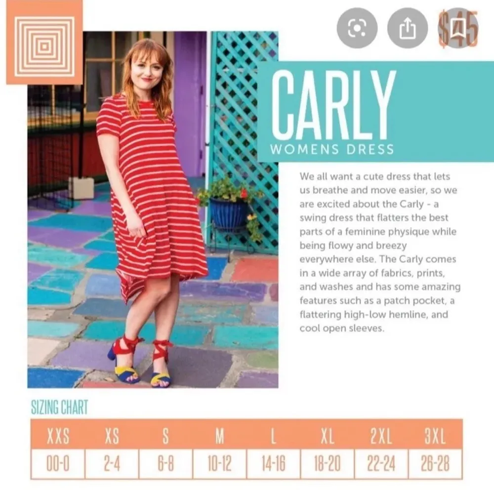 LuLaRoe Carly swing dress size small (6-8) black orange geometric pattern floral - Image 10