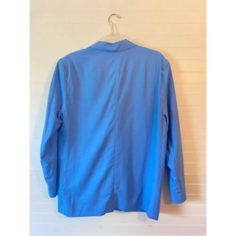 Steven Madden Linen Boxy Oversized Double Breasted Blue Blazer - Image 4