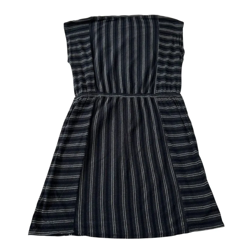 Lucky Brand Striped Cap Sleeve Tunic Shirt Dress Size Medium Tie Waist Nautical - Image 2