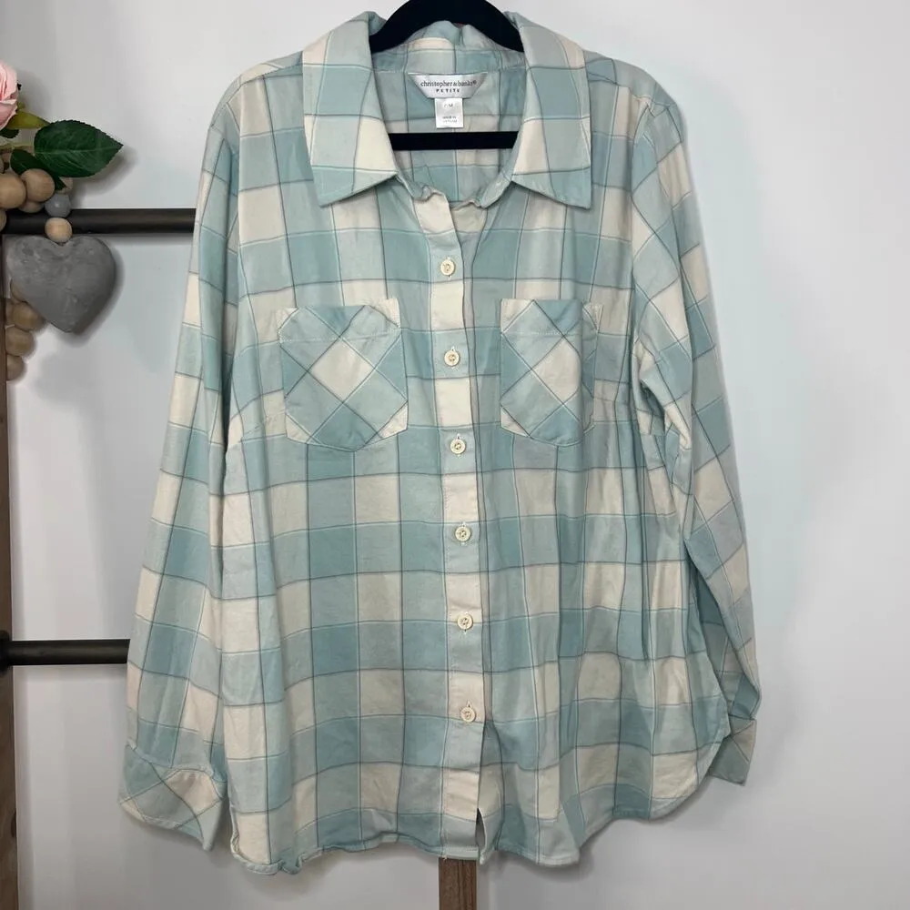 Christopher and Banks Petite Long Sleeve Button Down Shirt Size Medium - Image 2