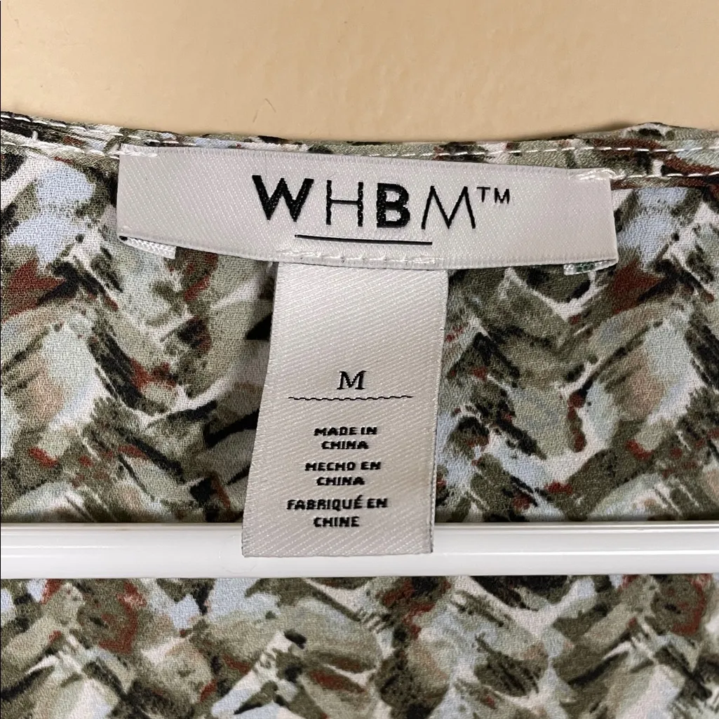 White House Black Market Women’s Patterned Multicolor Ruffle Tie Neck Blouse - Image 7