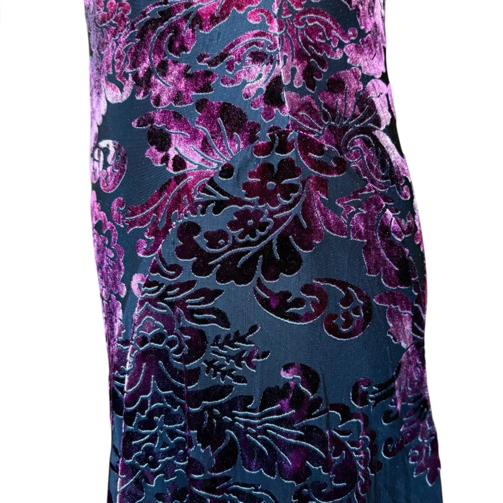 Heart Moon Star Vintage 90s Crushed Velvet Dress Whimsygoth Witchy Womens Small Purple - Image 10