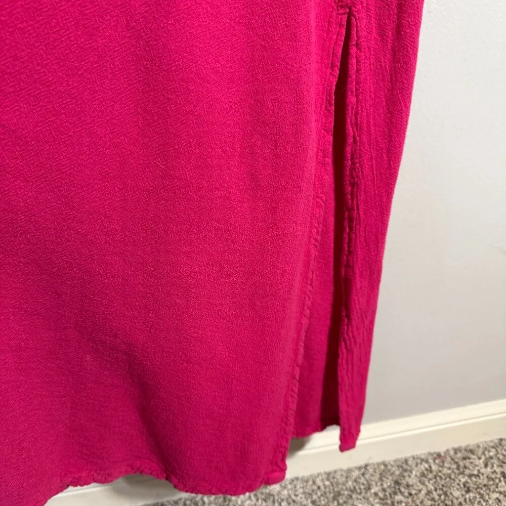 Oh My Gauze! Cold Shoulder Maxi Dress Women's 1X Pink Slit Beach Coastal Travel - Image 11