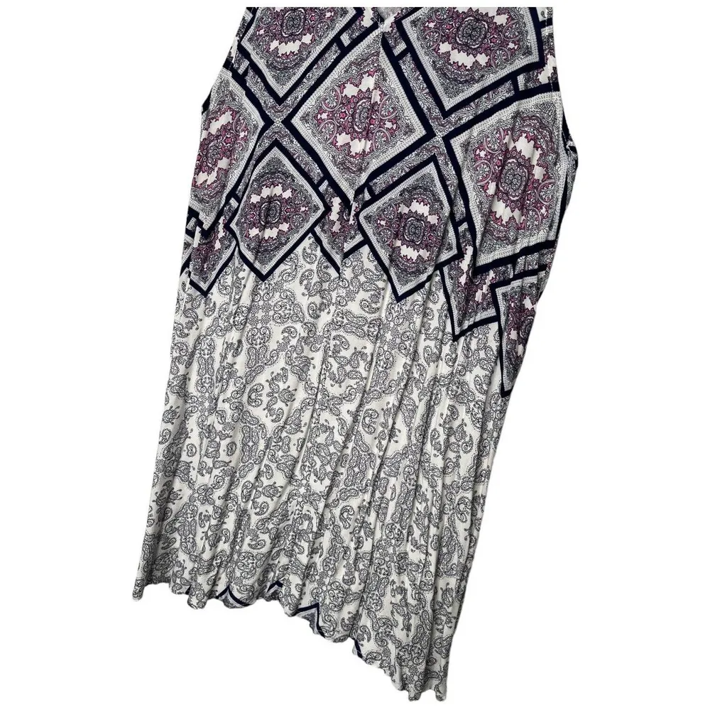 Umgee Womens Size Large Halter Trapeze Swing Dress Paisley High Neck Ivory - Image 10