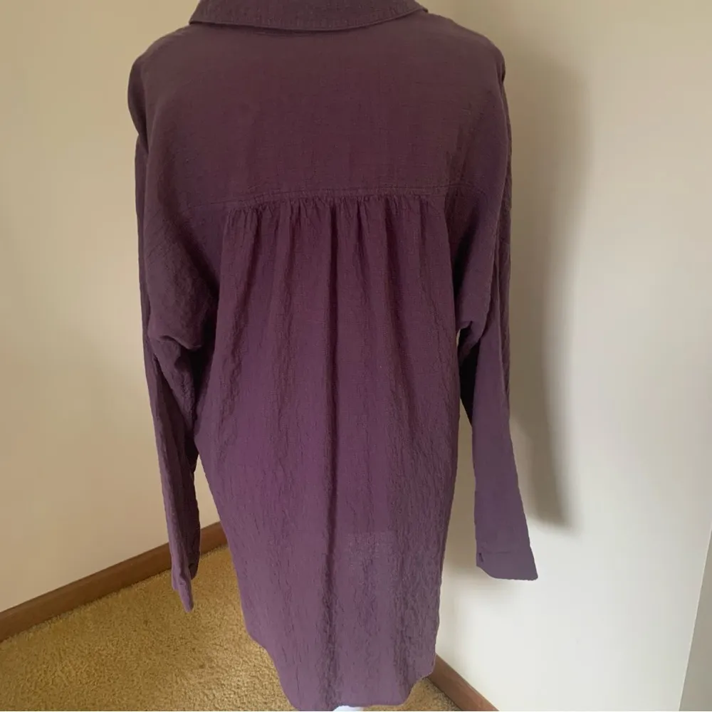 Free People Plum Purple High Low Oversized Button Down Shirt Size XS - Image 5