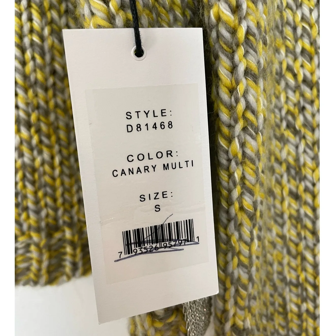 Duffy Wool Blend Canary Yellow Multi Pullover Sweater NWT Size Small - Image 4