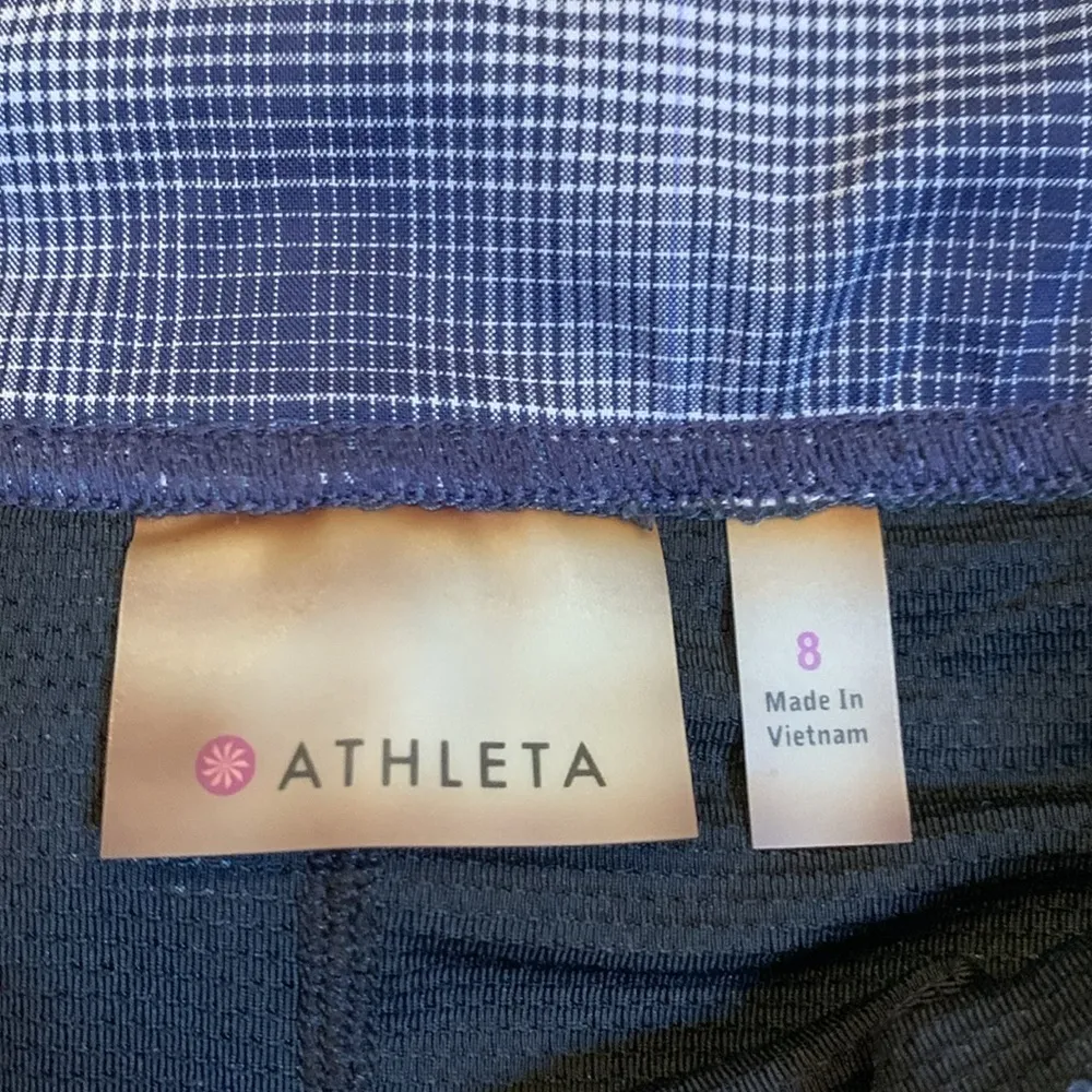 Athleta Tulum stretch nylon skirt skort navy gray plaid 8 - Image 4